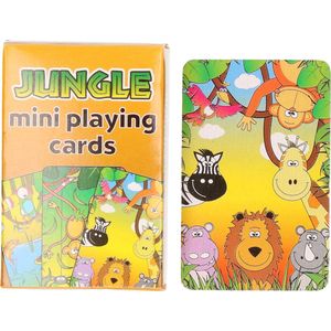 Mini jungle dieren thema speelkaarten 6 x 4 cm in doosje van karton - Handig formaatje kleine kaartspelletjes