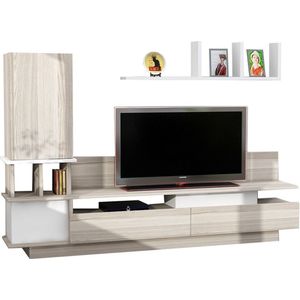 Emob- TV Meubel Houten Kunst TV-meubel | 100% Melamine Gecoat | 18mm Dik | Cordoba Wit - 149cm - Bruin