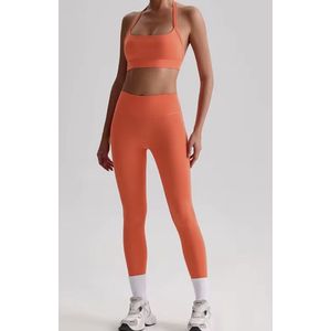 Vibrant Elements Gym Set - Maat M - Fire Orange - 2-delige set: Bra top & legging - Oranje - Seamless Sportset Dames