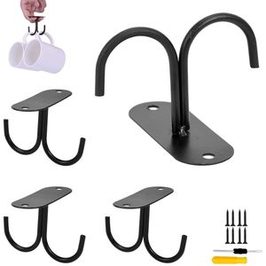 Multifunctionele metalen houder voor kopjes en keukengerei - 4 kopjeshouders - zwart