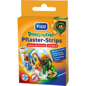 Figo® | 6 x 10 Dinosaurussen kinderpleisters | | diverse kleuren en prints | waterbestendig | 56 x 18 mm