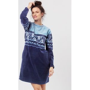Key Warm Dames Nachthemd Fleece Blauw LHD 893 36 / S