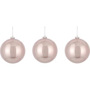 3x Grote kunststof kerstballen lichtroze 15 cm - Grote roze onbreekbare kerstballen - Roze kerstversiering/kerstdecoratie