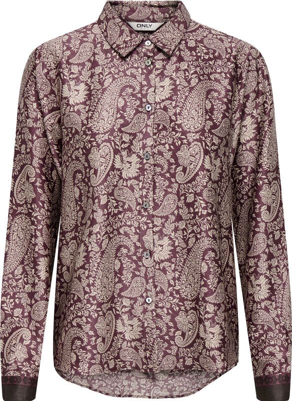 ONLY Dames Blouse Bordeaux – Loose Fit – Gerecycled Polyester – Print
