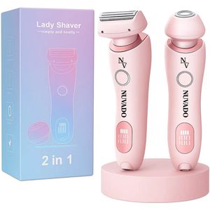 Nuvado Oplaadbare 2 in 1 Ladyshave voor Vrouwen - LadyGroomer - Inclusief Reiszakje - Trimmer Vrouw - Scheerapparaat Vrouwen - Bikinitrimmer - Benen En Armen - Reizen