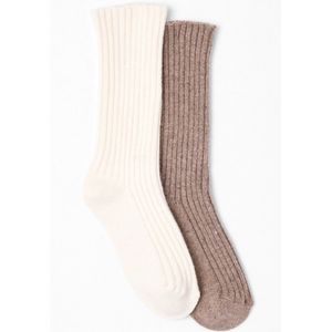 Damart - Set van 2 paar ribgebreide Thermolactyl sokken - Dames - Bruin - 39/41