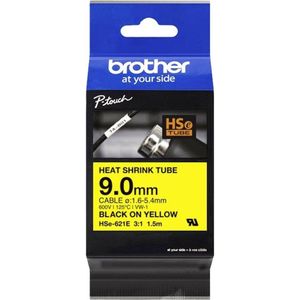 Brother HSE621E Labeltape krimpkous Tapekleur: Geel Tekstkleur: Zwart 9.0 mm 1.5 m