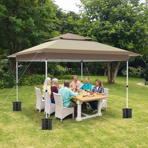 Wildor® Paviljoen – Luifel - Koepeltenten - Voortent - Zonnewering - Pop-up - 3.6 x 3.6 m - Stahoogte 3 m - Voortent, Tuintent, Zonnescherm, Partytent, Windscherm, UV-bescherming 50+ – Outdoor, Camping, Tuin – Kamperen – Donker khaki