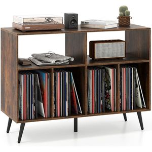 Platenspeler Meubel - LP-kast - Platenspelerkast - Draaitafelstandaard - Platenspelerstandaard - Vintage Displayplank - Rustiek Bruin