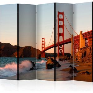 Kamerscherm - Scheidingswand - Vouwscherm - Golden Gate Bridge - sunset, San Francisco II [Room Dividers] 225x172 - Artgeist Vouwscherm