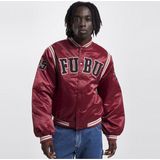 FUBU College Satin Varsity Jacket red/black/creme - Sportjas ROZE - Maat Size S