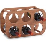 1x Houten wijnflessen rekken/wijnrekken compact voor 6 flessen 38 cm - Keukenbenodigdheden - Woonaccessoires/decoratie - Wijnflesrekken/wijnflessenrekken/wijnrekken - Rek/houder voor wijnflessen