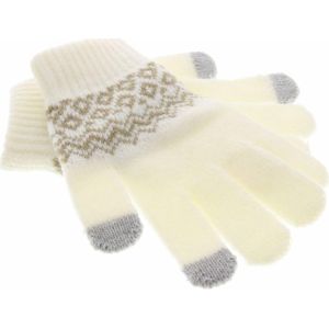 Witte Noorse design touchscreen handschoenen - S