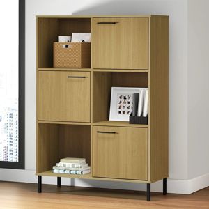 vidaXL Boekenkast OSLO - 3 Deuren - Hout - 90x35x128,5 cm Boekenkast - Houten Kast - Bruine Kast - Vintage Kast - Bibliotheek