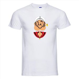 T-shirt Popeye | Wit | Maat XL