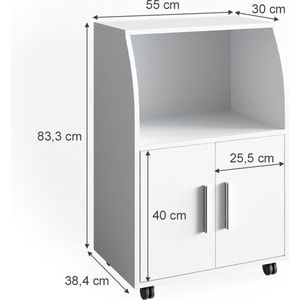 Vicco - Elio - Keuken Rolcontainer - Wit - Spaanplaat