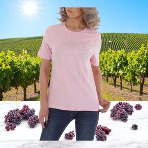 T-shirt getailleerd roze glitter palmbomen 46 / 3XL