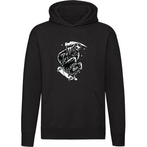 Skater Hoodie | skateboard | sport | skaten | halfpipe | Halloween | reaper | Unisex | Trui | Sweater | Capuchon | Zwart