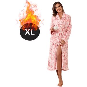 Bovista Badjas Dames - Fleece - Katoen - Badstof - Sauna - Hamam - Wafel - Bathrobe - Duster - Ochtendjas - Spa - Kimono - Roze XL
