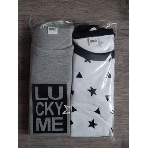 Baby unisex romper biologisch katoen - maat 62/68 - print Lucky me