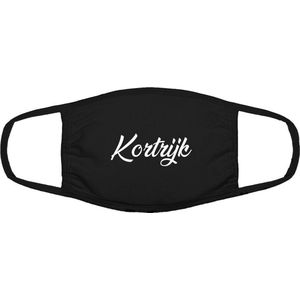 Kortrijk mondkapje | gezichtsmasker | bescherming | bedrukt | logo | Zwart mondmasker van katoen, uitwasbaar & herbruikbaar. Geschikt voor OV