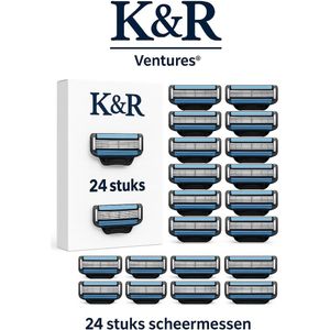 K&R Ventures® Scheermesjes – Compatibel met Mach3 type Houders – 24 Stuks – Comfortstrip & Precisiebladen – Voor Gevoelige Huid