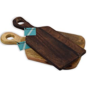 Set van 2 Handgemaakte mango hout snijplank - kaasplank - snijplank - serveerschaal - houten dienblad - hakblok -