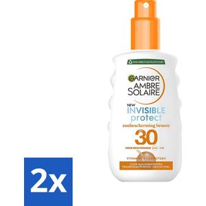 Garnier - Ambre Solaire - Invisible Protect Refresh - Transparante Bronze Zonnebrandspray - SPF 30 - 200 ml - Voordeelverpakking - 2 stuks
