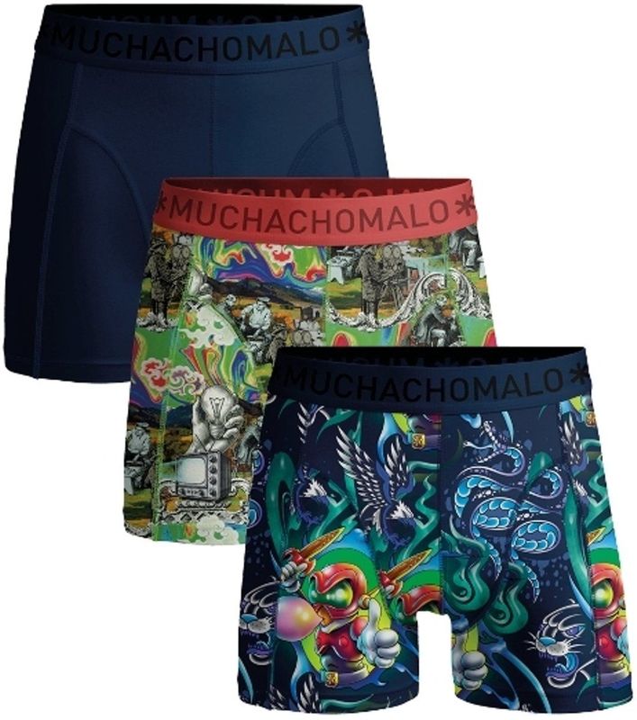 Muchachomalo - Jongens 3-pack Boxershorts - Blauw - New School