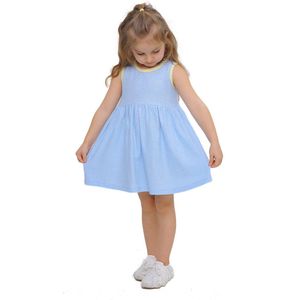 RobyKris Meisjes Badstof jurk - Katoen - Blauw - Maat 92-98