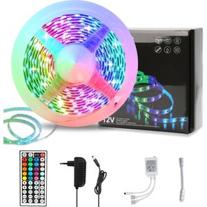 Top Kwaliteit Led Strip 5050 RGB - Led Strip 4 Meter - Led Strips RGB verlichting - dimbaar -RGB verlichting - Met 44 Keys Afstandsbediening - zelfklevend – Met Batterij aansluiting