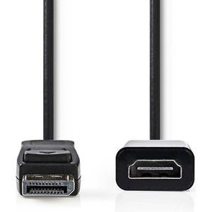 Nedis DisplayPort-Kabel - DisplayPort Male - HDMI Output - 1080p - Vernikkeld - 0.20 m - Rond - PVC - Zwart - Envelop