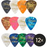 Áengus Plectrum set 12 Celluloid plectrums - in de diktes thin 0.46 medium 0.71 en thick 0.96 mm