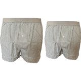 Embrator 2-pack mannen Boxershort Loose Fit geweven katoen wit/groen/grijs M