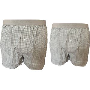 Embrator 2-pack mannen Boxershort Loose Fit geweven katoen wit/groen/grijs M