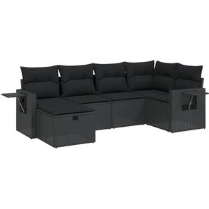 vidaXL 6-delige Loungeset met kussens zwart