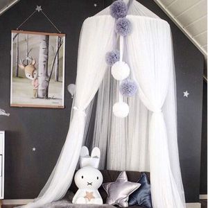 Bedhemel voor meisjes - prinses hemelbed muggennet baby kinderkamer speelkamer decor koepel premium netten gordijnen, wit