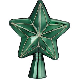 Groene Ster Piek voor de kerstboom - 17 cm