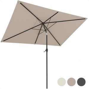 LifeGoods Parasol - 270x180cm - 30° Kantelbaar - Waterdicht - met Hoes - Taupe