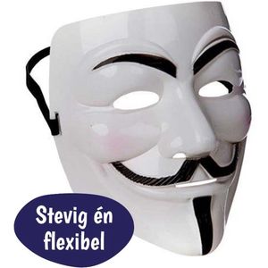 Anonymous Masker - Wit - 1 Stuk - Halloween Masker - Verkleedmasker - Verkleedkleding Dames en Heren - Maskers Halloween - V for Vendetta Masker