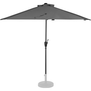 VONROC Premium Parasol Magione – Duurzame balkon parasol - Halfrond 270x135cm – UV werend doek - Grijs – Incl. beschermhoes