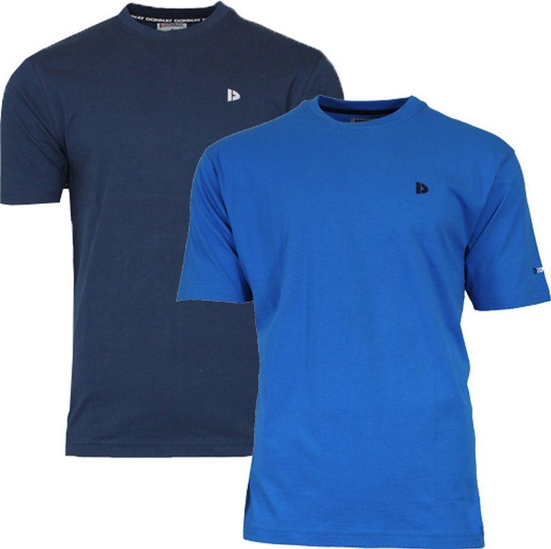 2-Pack Donnay - T-shirt (Vince) - Sportshirt - Heren - Navy/Active-blue (296) - maat S
