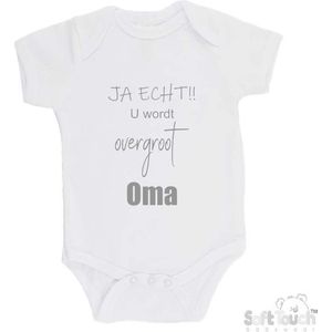 100% katoenen Romper ""JA ECHT!! U wordt overgroot Oma"" Jongens Katoen Wit/grijs Maat 56/62