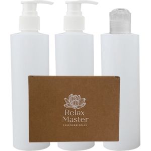 Relax Master® 3 stuk Dispensers 250 ml geschikt voor Olie Verwarmer - Geschikt voor Olie, Lotion & Crème