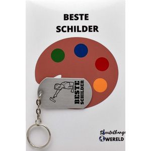 schilder Sleutelhanger inclusief kaart – schilder cadeau – schilder- Leuk kado voor je vriend om te geven - 2.9 x 5.4CM