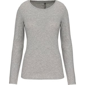 T-shirt Dames XXL Kariban Ronde hals Lange mouw Light grey heather 87% Katoen, 9% Viscose, 4% Elasthan