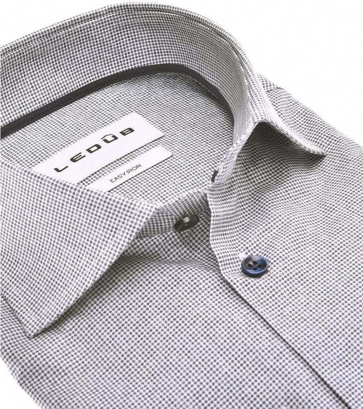 Ledub modern fit overhemd, mouwlengte 72 cm, popeline, donkerblauw dessin