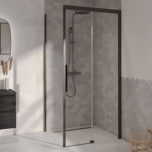 Ben IMotion zijwand links t.b.v. schuifdeur 90x206cm mat zwart/helder glas