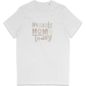 T Shirt Dames - Yoga Namaste - Korte Mouw - Wit - Maat 3XL