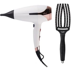 ghd Helios Föhn White + Olivia Garden Fingerbrush Combo Black Medium